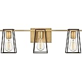 Hinkley 5163HB Filmore Three Light Bath Vanity Fixture, Modern Industrial Trapezoid Open Cage, Mount Up or Down, in Heritage 
