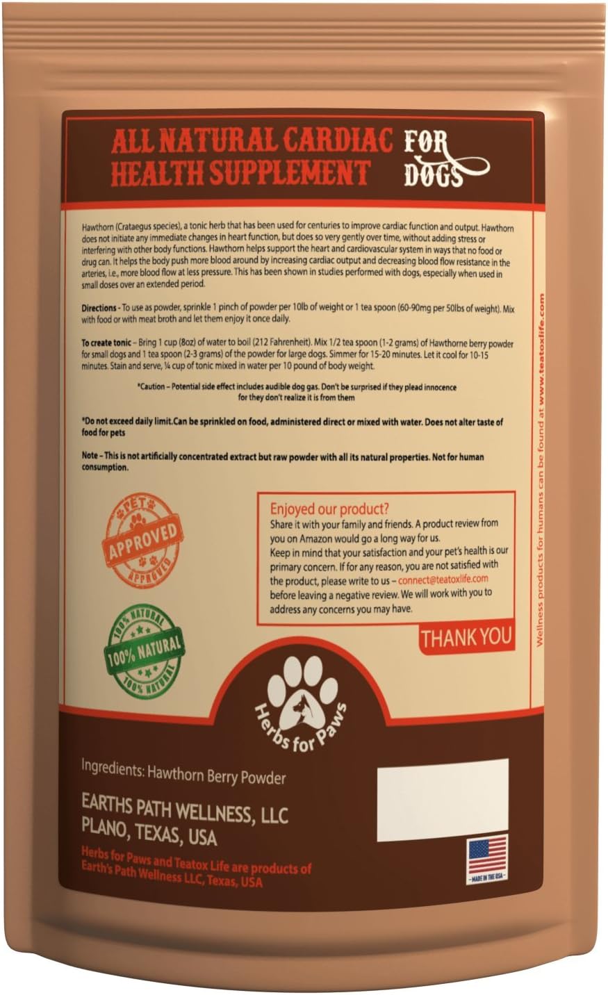 Dog Cardio Strength Heart Murmur Supplement Hawthorn Berry Powder, vitamins for pet heart health