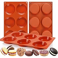 Palksky (3 PCS) 6-Cavity Silicone Whoopie Pie Baking Pan/Non-Stick 3" Round Muffin Top Pan/Mini Tart Pan for Egg Cloud…