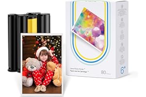 Liene Amber M100/M200/M110/M210 4x6" Photo Printer 80 Sheets Photo Paper & 2 Ink Cartridges Refill, Dye Sublimation, Only for Liene DHP512/DHP513/DHP514/DHP515 Printer, for Display, Framing, Scrapbook