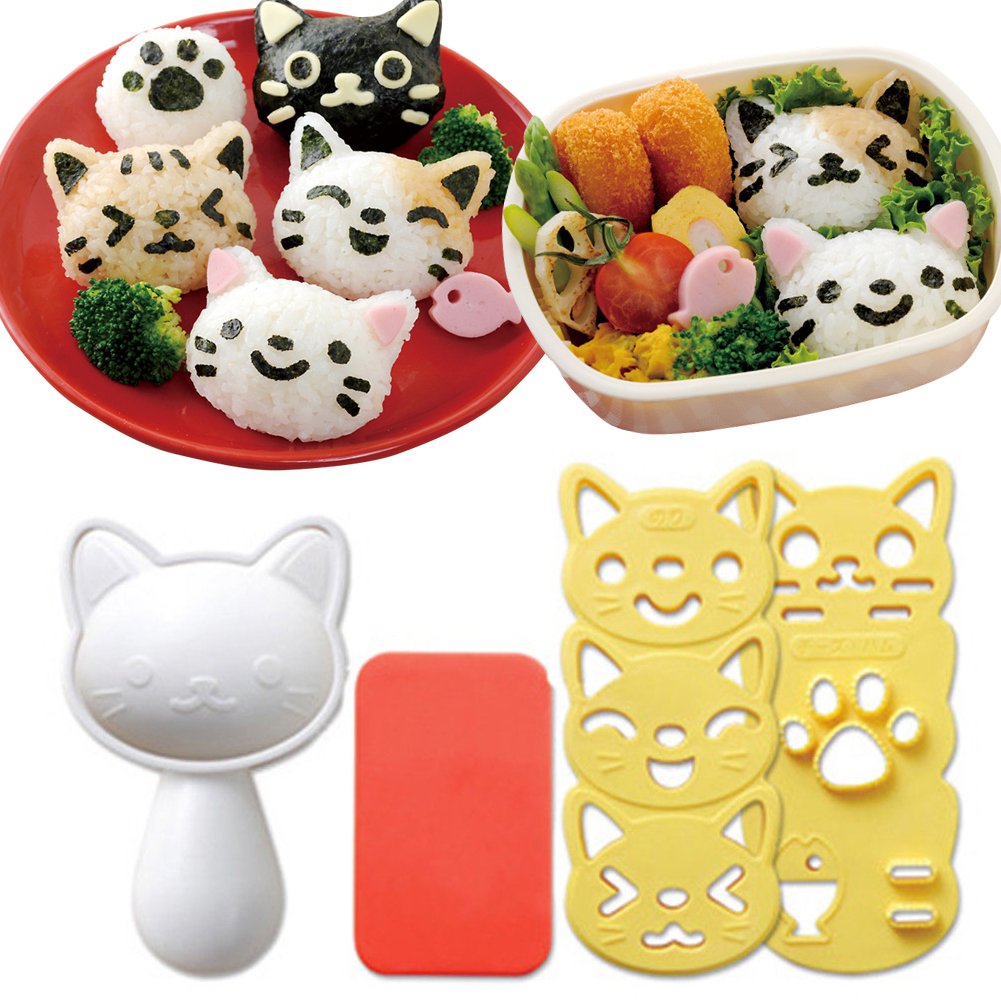 Fellibay Cat Lovely Rice Ball Mold Set - Sushi Mold Pattern, Sandwich DIY Kitchen Tools