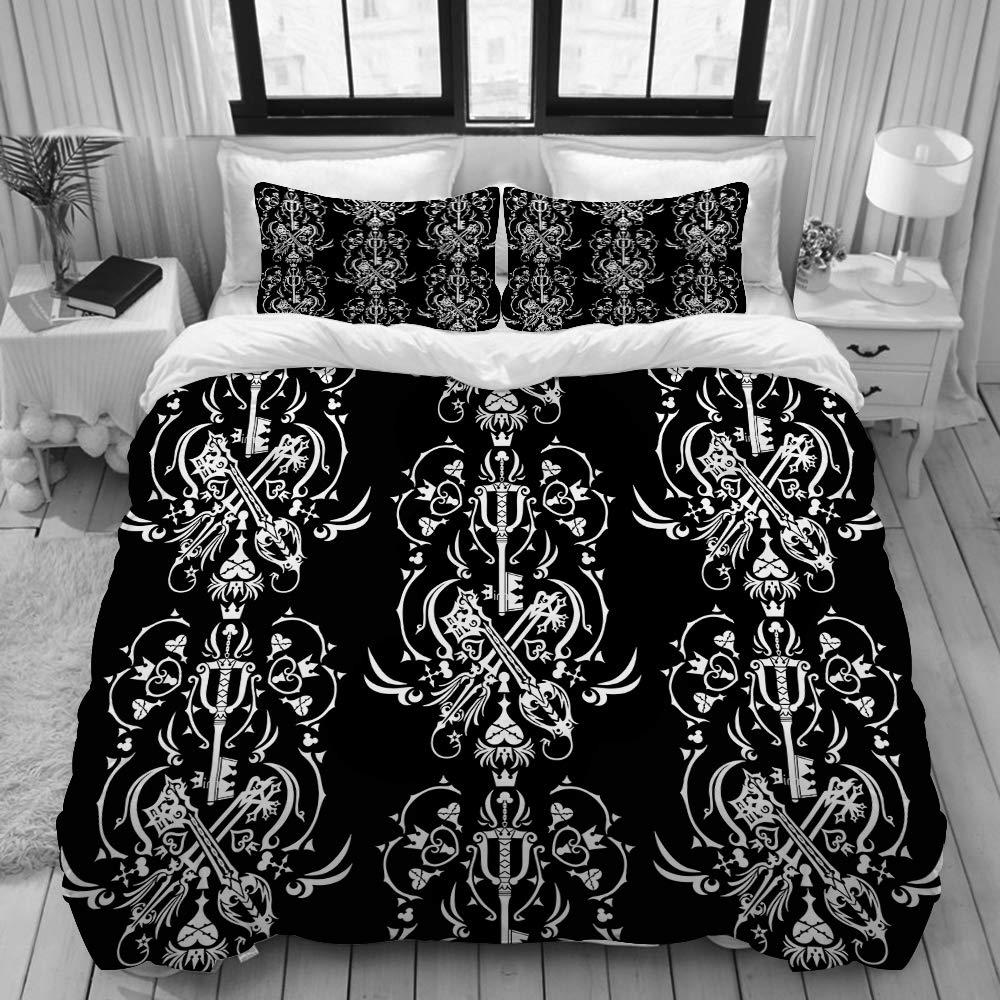 LUBATAGA Duvet Cover Set,Kingdom Hearts, Decorative 3 Piece Bedding Set with 2 Pillow Shams，Twin