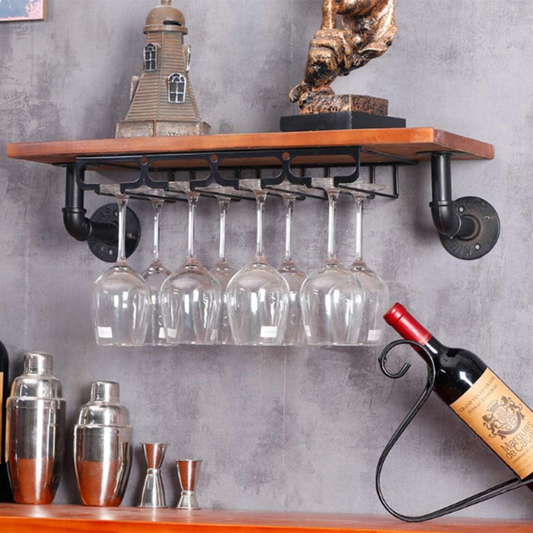 Porte-verres Suspendu Métal Noir Lot De 4 - 30 Cm, Pour Rangement Bar, Cuisine, Hôtel