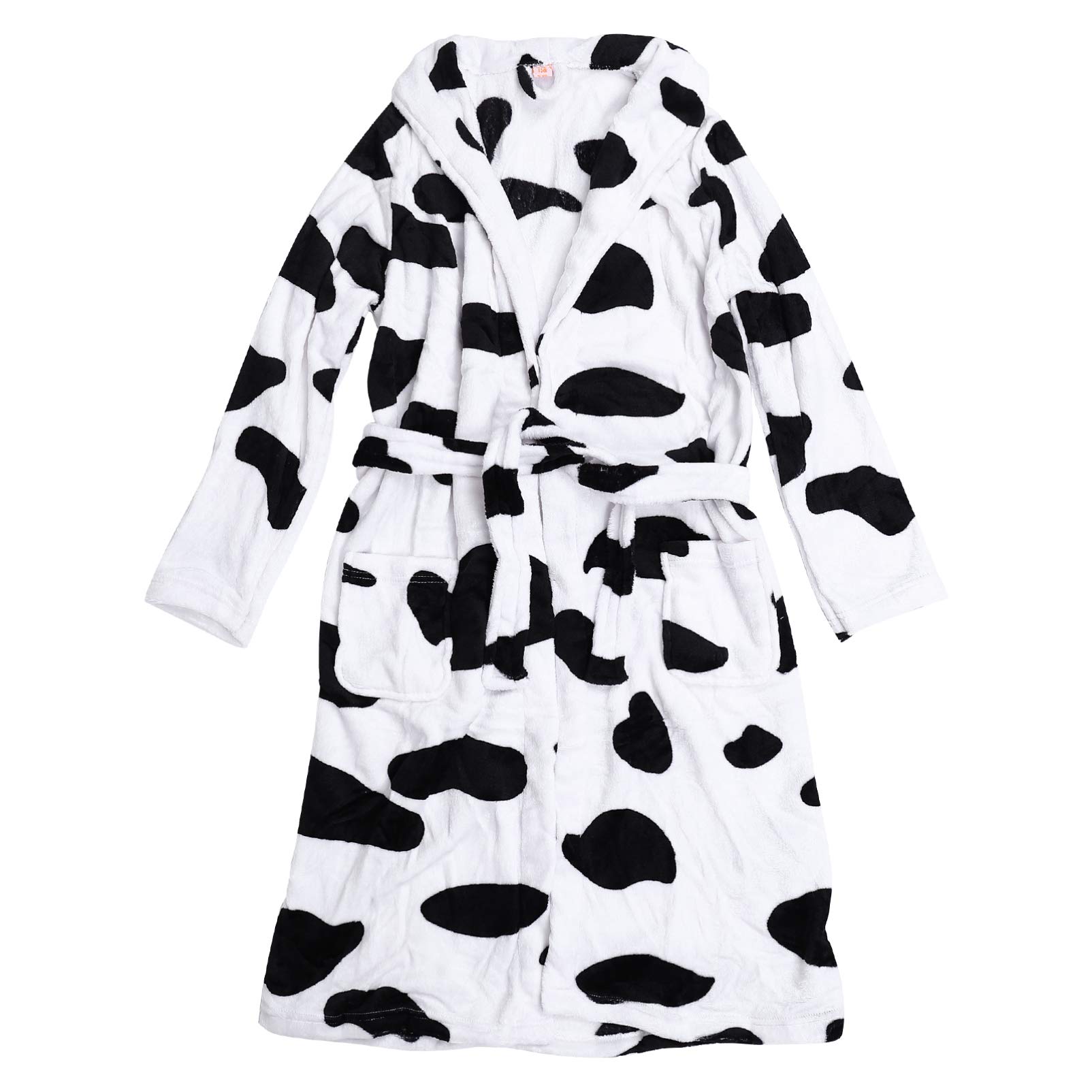 KESYOO Womens Cow Print Robe Coral Fleece Sleepwear Plush Kimono Home Clothes Warm Winter Sleep Robes