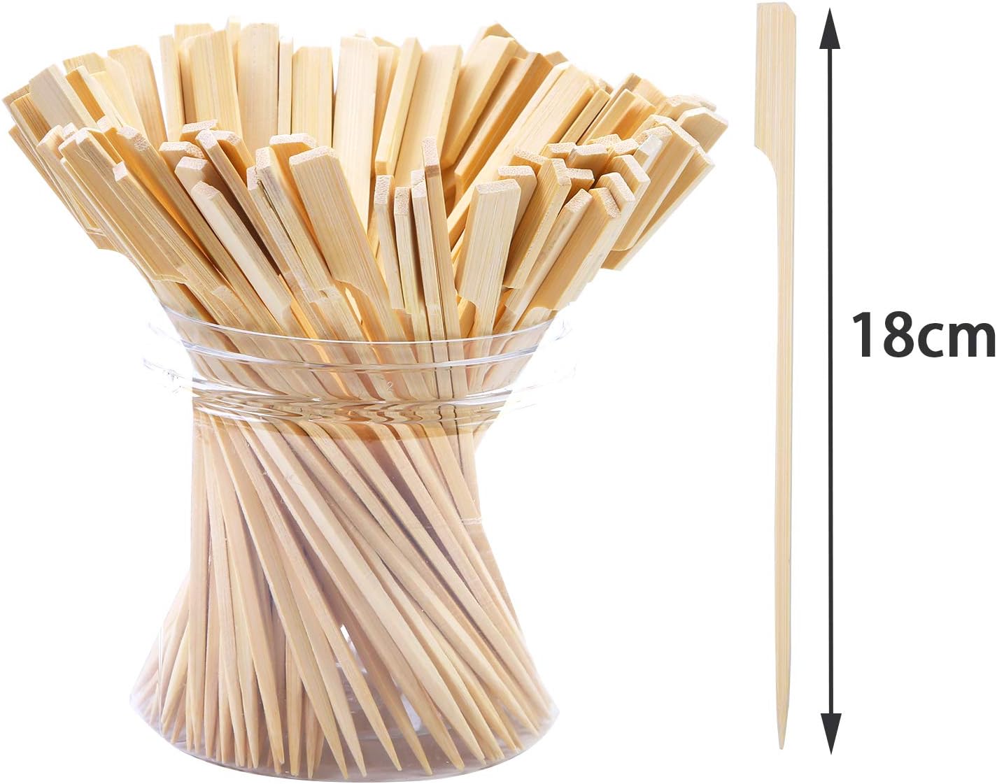 ANECO 100 Pieces Bamboo Paddle Skewers Barbecue Bamboo Skewers Cocktail Sticks for Barbeque Kebabs, Burgers, Cocktails - Image 3