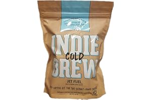 Independence Coffee Co. Indie Cold Brew Iced Coffee Kit, Jet Fuel Intense and Heavy Body, Dark Roast Coffee, 12 Ounce (Contains 6 Custom Cold Brew Ground Filter Packs)