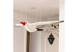NAUTIMALL Wooden Flying Seagull Decorative Hanging Mobile Nautical Ornament Nursery Room Bird Drop for Patio Balcony Wedding Party(20")