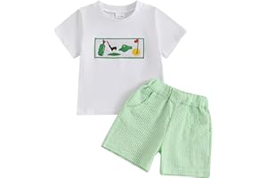 Lucikamy Toddler Baby Boy Masters Golf Outfit Short Sleeve Funny Letter Print T Shirts + Shorts Set Infant Summer Clothes