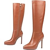 COLETER Women's Knee High Boots Stiletto Pointed Toe Side Zipper Long Boots Fall Sexy Wedding Dress Boots