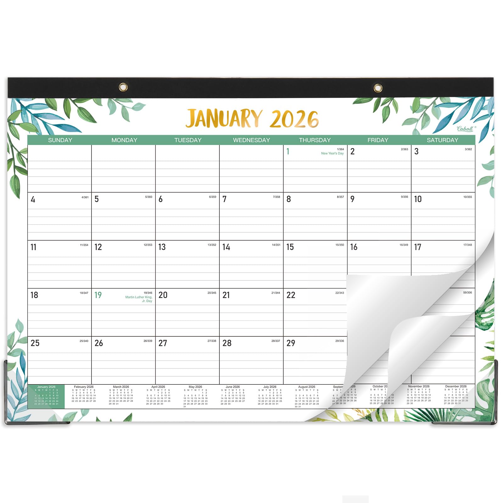 Photo 1 of 2026 Desk Calendar, 12 Months Calendar from January to December, 17" x 12", Desk Calendars 2026 Large Ruled Blocks for Planning