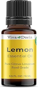Viva Doria 100% Pure Lemon Essential Oil, Undiluted, Food Grade, Southwest USA Lemon Oil, 15 mL (0.5 Fl Oz)