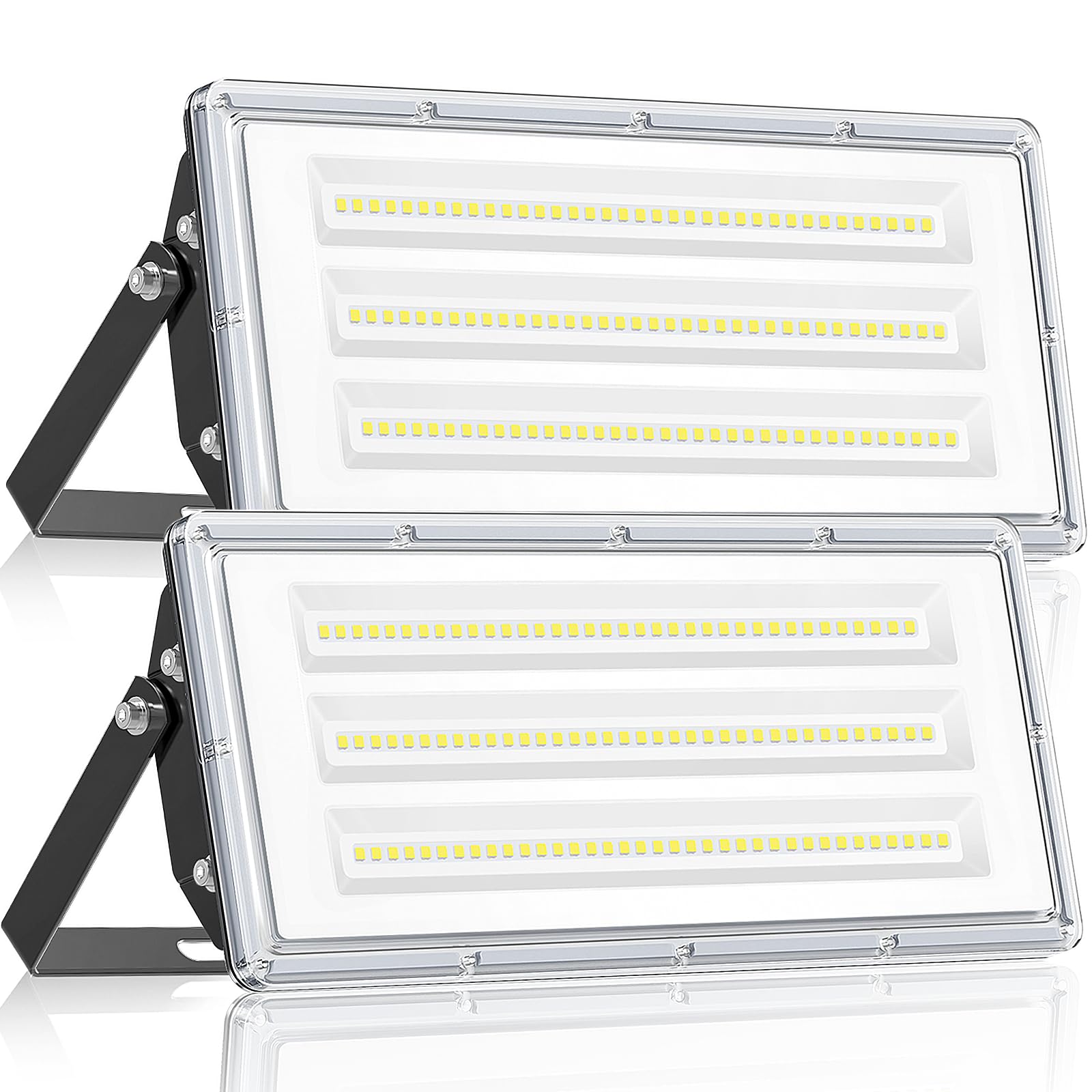 TASINUO LED Floodlight Outdoor 100W 2 Pack, LED Flood Light 10000LM 7000K Super Bright Security Lights, IP67 Waterproof LED Spotlight Wall Light with 180° Rotation for Garden, Garage, Yard, Stadium