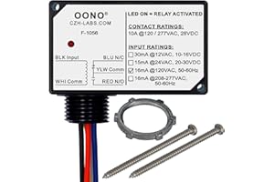 OONO SPDT 10Amp Power Relay Module, Plastic Enclosure and Pre-Wired (AC 120V)