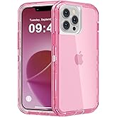 Follaroma for iPhone 12 Pro Max Case, Heavy Duty Shockproof Protection Phone Cases, Anti-Drop, Dual Layer Transparent Protective Cover Compatible with iPhone 12 ProMax, 6.7 inch, Crystal Pink