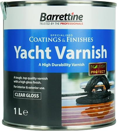 Barrettine Yacht Varnish Clear Gloss 1L Wood Varnish Interior Exterior UV