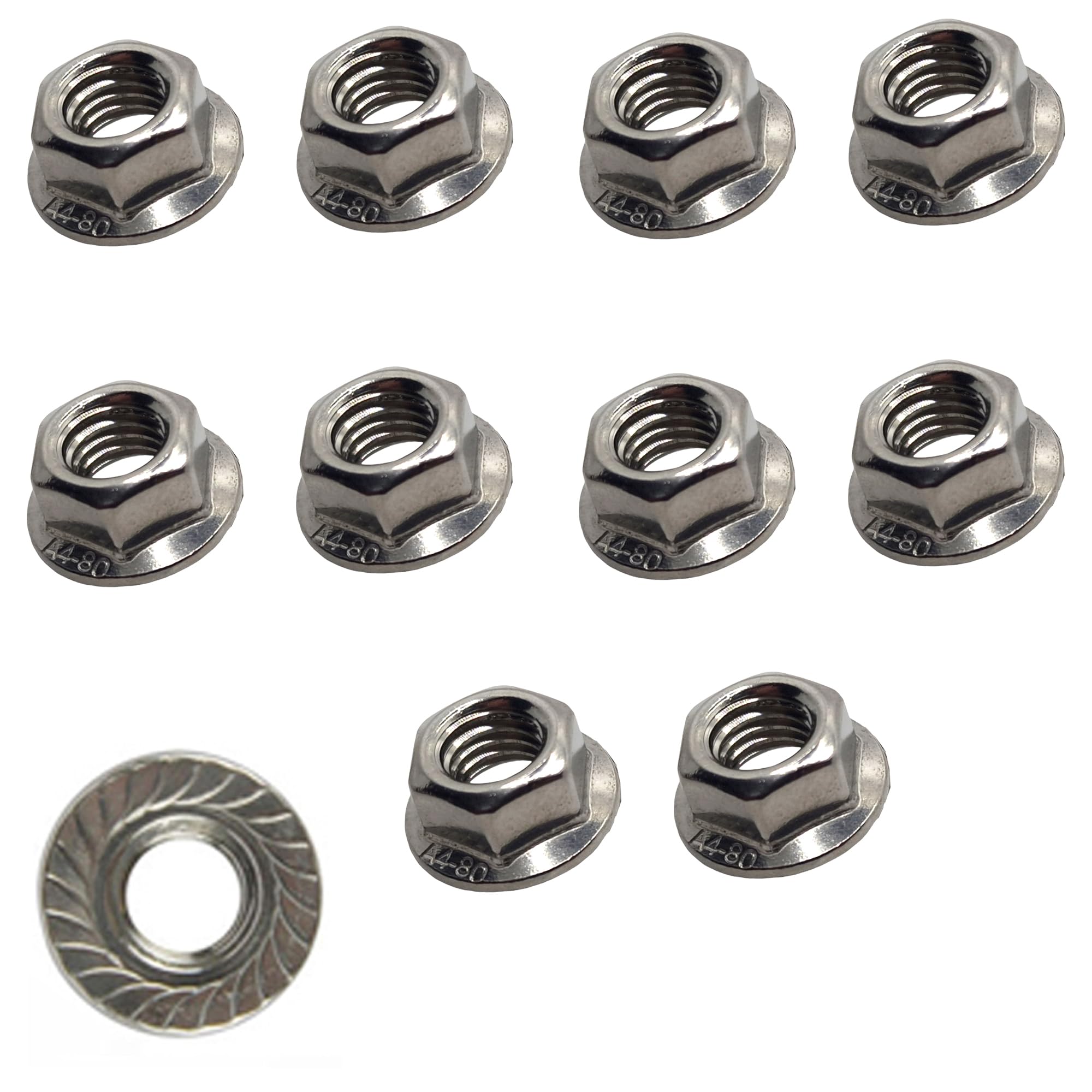 M8 Serrated Flange Nuts Marine Grade Style in A4 Stainless Steel 316 – Corrosion Resistant Fasteners (Pack of 10)