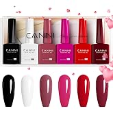 CANNI 9ml Hema-Free Gel Nail Polish Set- 6Pcs White Black Burgundy Red Purple Nude Colors Gel Polish Kit, Soak Off LED Nail G