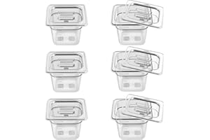 QMEEKI 6 Pack 1/6 Size 6'' Deep Clear Food Pans with Lids, Commercial Food Pans Polycarbonate Transparent Food Storage Containers, Stackable Plastic Pan with Capacity Scale, Restaurant Supplies Hotel Pan