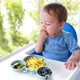 PandaEar 2-Pack Silicone Baby Plate with Suction and 2 Spoons Crab view 3