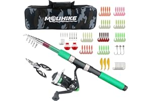 MOUHIKE Telescopic Fishing Pole Reel Combo Ultralight Fishing Rod Spinning Reel with Tackle Bag All-in-One Fishing Accessories Fishing Gear Gifts Kit for Kids Adults Youth Beginner Saltwater Freshwater
