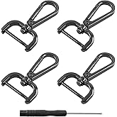 Litoexpe 4-Pack Detachable Snap Hook Swivel Clasp with 1 Inch Screw Bar, Black Heavy Duty Swivel Lobster Claw Clasps, with Cross Screwdriver
