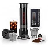 Camping Coffee press, Mini French Press for K Cup Pods and Grounds | All-in-One French Press Coffee Maker,30s Brew, Less Bitterness, More Flavor, Portable K Cup Coffee Maker for Camping &amp; Travel