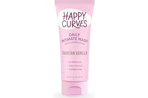 HAPPY CURVES Feminine Wash - pH Balanced Cleanser with Aloe & Vitamin E - Sulfate-Free, Paraben-Free Intimate Care for Women - Odor Control, Gentle Daily Vaginal & Sensitive Skin (Tahitian Vanilla)
