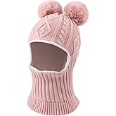 Winter Baby Knitted Hat Scarf Kids Boys Girls Hood Hats Toddler Earflap Beanie with Pompom
