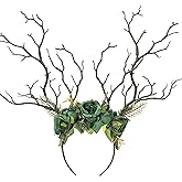MOSTORY Woodland Deer Antler Headband - Fairy Costume for Woman Branch Crown for Renaissance Halloween Renfaire Cosplay
