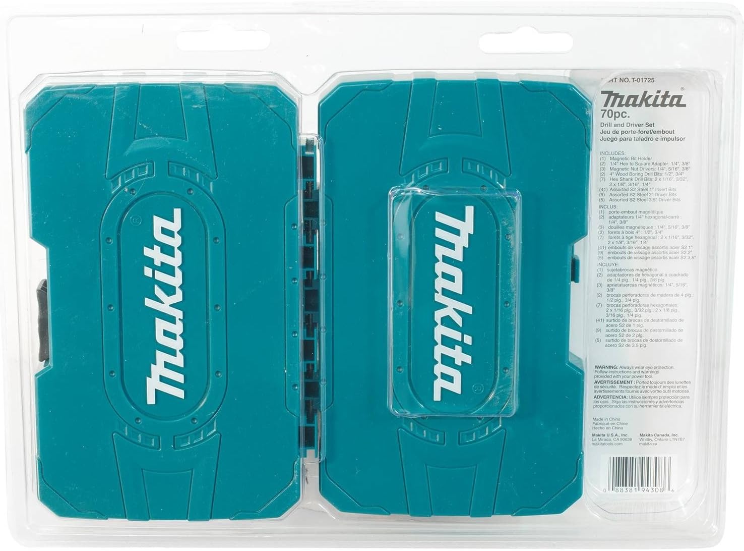 Makita T-01725 Contractor-Grade Bit Set, 70-Pc - Jobber Drill Bits - 