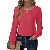 GKBK Womens Long Sleeve Tops Dressy Business Casual Blouses Basic Loose Fit V Neck Work Shirt 2025 Fall Clothes Outfits