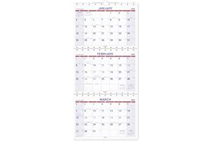 AT-A-GLANCE 2026 Wall Calendar, 12" x 26.5", Large, Three-Month, Move-A-Page (PMLF112826)