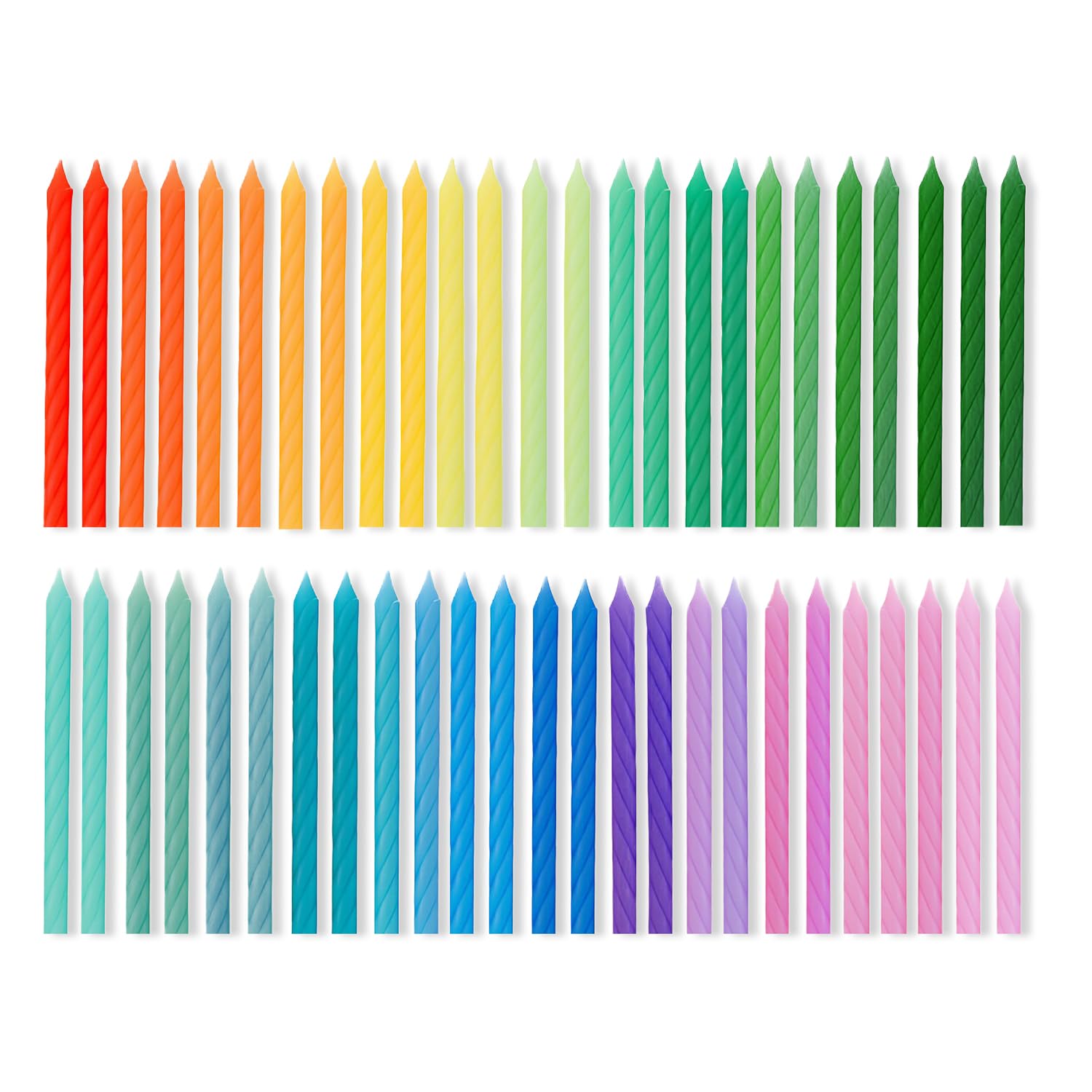 Photo 1 of 50-Count Spiral Birthday Cake Candles – Colorful Spiral Candles for Celebrations - Mini Pastel Rainbow Birthday Candles for Cake or Cupcake – 25 Different Rainbow Colors 25 Unique Colors (2 Each)