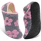 Fires Womens Mens Slippers with Rubber Sole Soft-Lightweight House Slipper Socks Around House Shoes Non Slip Indoor/Outdoor