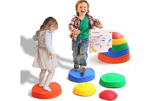 makarci Stepping Stones for Kids, 5pcs Non-Slip Plastic Balance stones, Promoting Children's Coordination Skills Sensory Play Equipment, toddler toys for Age 3 4 5 6 7 8 Years