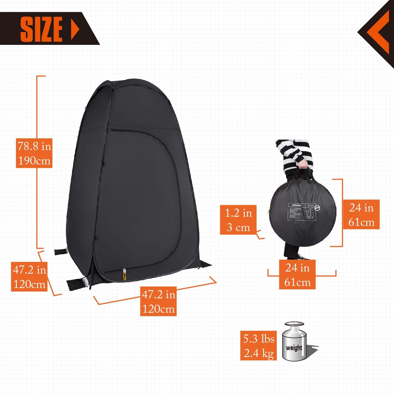 KingCamp Pop Up Dressing Changing Tent Shower Room Detachable Floor for Camping Outdoor Beach Toilet Portable with Carry Bag: Sports & Outdoors