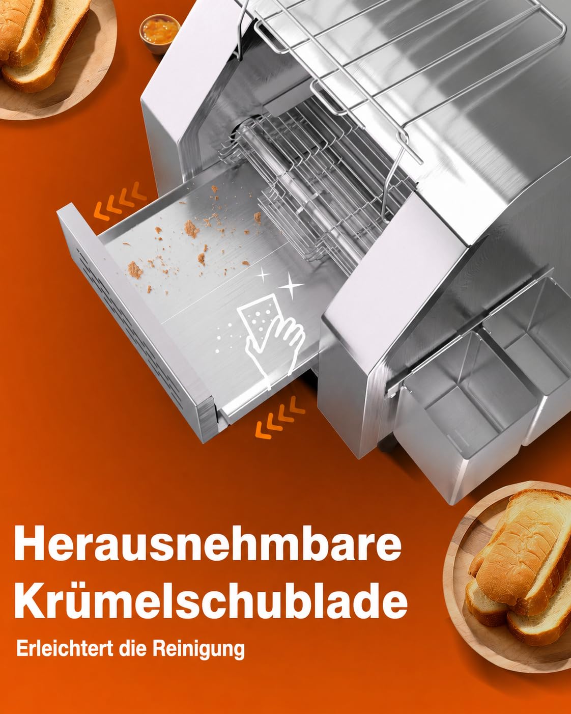 WantJoin Gewerblicher Durchlauftoaster – Elektrisches Gerät für 150 Scheiben/Stunde (Toast, Hamburger-Brötchen, Brot) Robuster Edelstahl-Toaster für Camping Restaurants, Bäckereien und Buffets 5