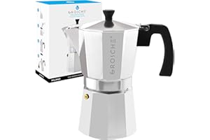 GROSCHE Milano Stovetop Espresso Maker Moka Pot 9 espresso cup, 15.2 oz, Silver Cuban Coffee Maker Stove top coffee maker Moka Italian espresso greca coffee maker brewer percolator