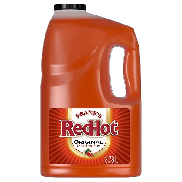 FRANKS REDHOT ORIGINAL CAYENNE PEPPER HOT SAUCE, 1 GAL – ONE GALLON BULK CONTAINER OF CAYENNE PEPPER HOT SAUCE TO ADD FLAVORFUL HEAT TO ENTREES, SIDES, SNACKS, AND MORE