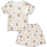 senya Cute Capybara Carrot Banana Summer Pajamas Set Short Cotton Sleepwear 2 Piece