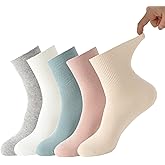 COMFRTTON Thin Cotton Socks for Women 6-10 | 5 Pairs | Wide Non Binding Ankle Socks Quarter Length | Daily Essentials Sock