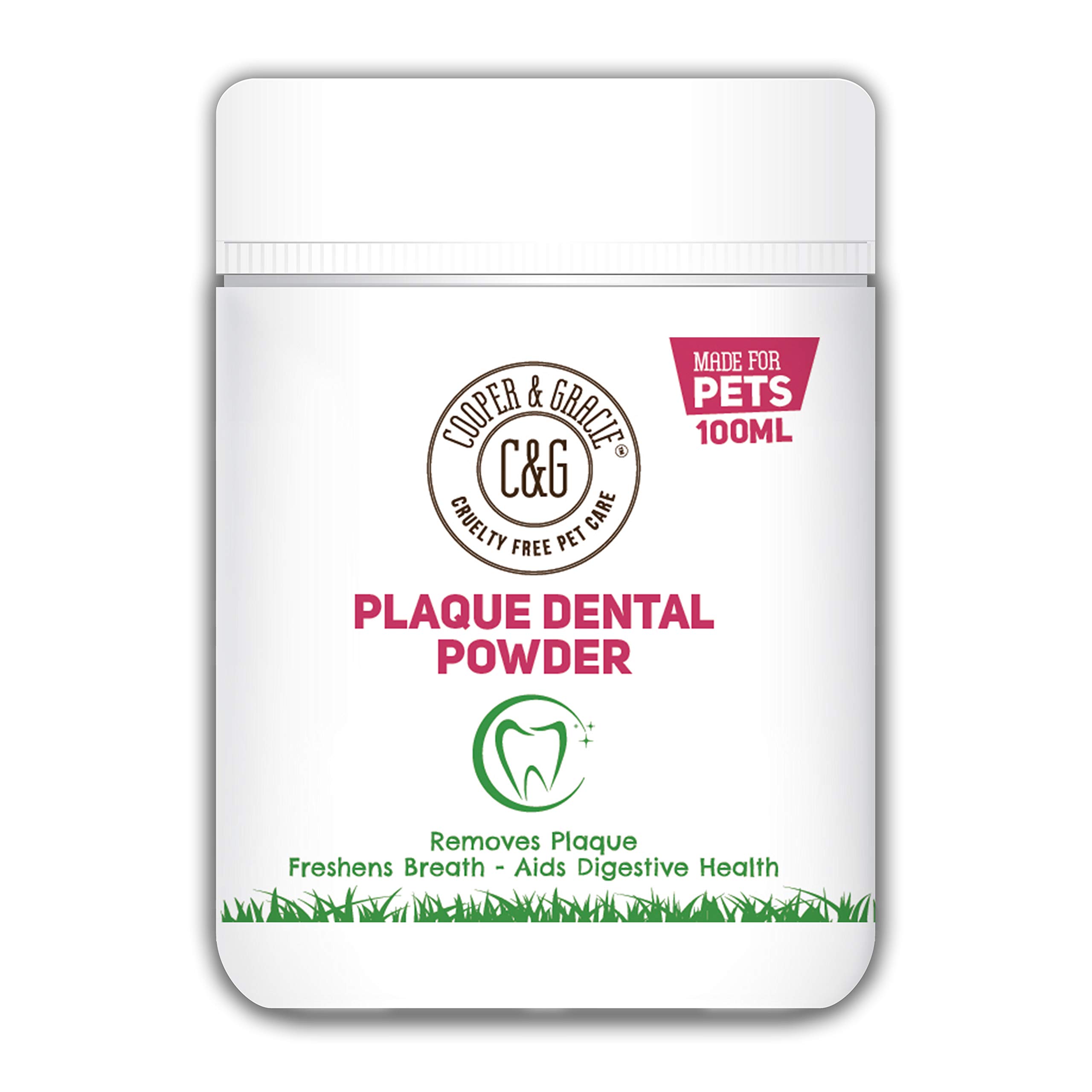 C&G Pets | Plaque Dental Powder 100ML | Plant Based Antibacterial Dog Mouthwash Plaque Off | Natural Ingredients Dog Plaque Remover | Ideal for Dog Dental Care Plaque Off Dogs Plaque Off