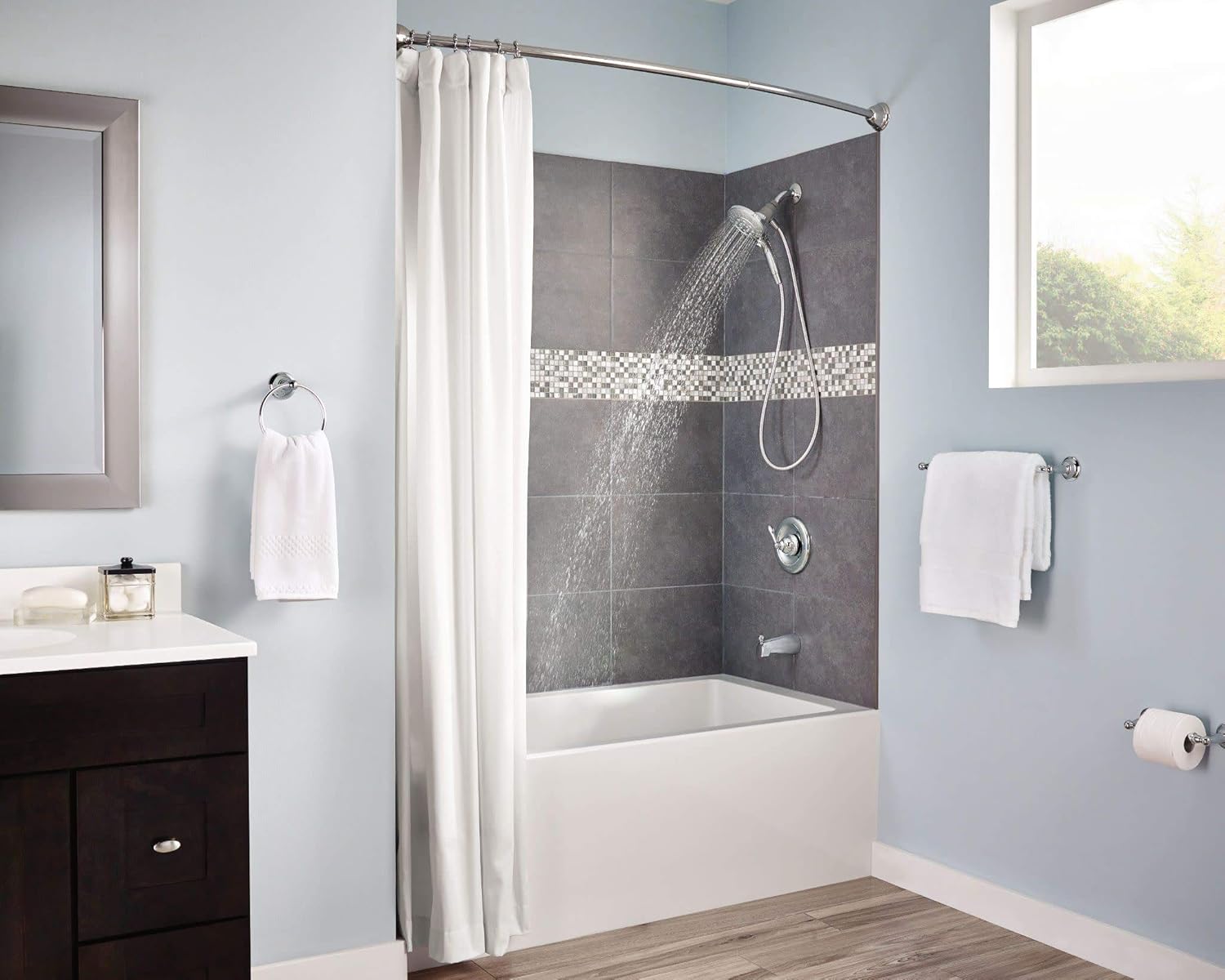 Moen DN6886BN Sage Single Post Bathroom Hand Towel Ring, Spot Resist Brushed Nickel - Moen Sage Collection - 