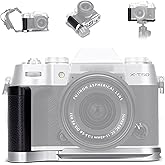 X-T50 Handgrip,L-Shape Bracket Handle for Fujifilm X-T50 XT50 Camera with Built-in Arca Quick Release Plate & Battery Compartment Opening,X-T50 Hand Grip Holder Anti-Slip Pads Design - Silver