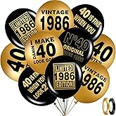 40th Black and Gold Balloons for 40th Birthday Party Decorations, Balloons designed specifically for a 40th birthday, 12inch Latex 24pcs Balloons for Party Supply