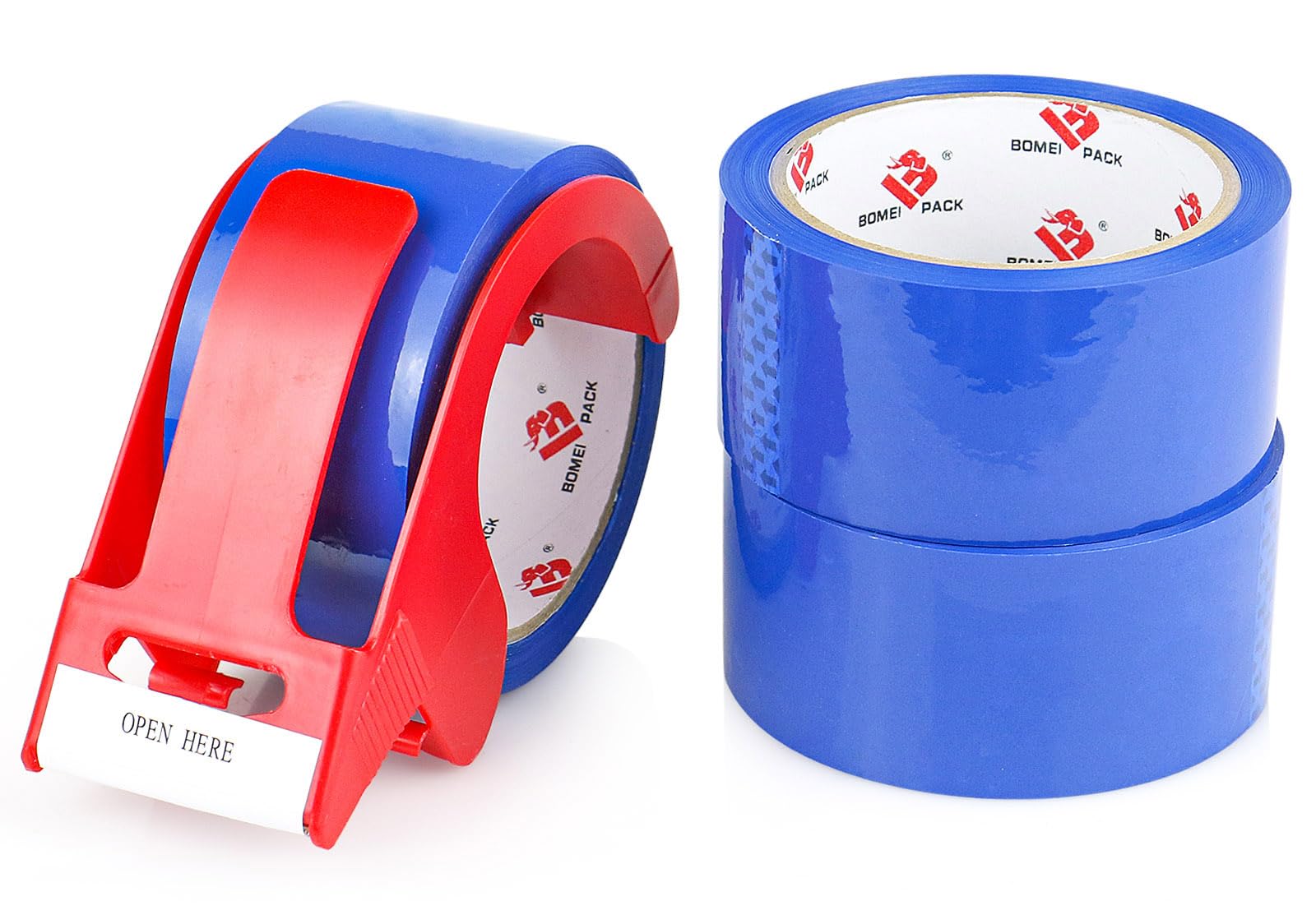 Photo 1 of *MISSING DISPENSER* Heavy Duty Packing Tape - 1.88 Inch x 55 Yards, 2 Mil Thick Blue Tape Refills with Dispenser, Ideal for Carton Sealing, Packaging and Moving