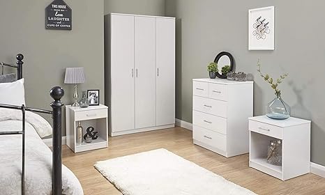 Gfw Panama 4 Piece Bedroom Furniture Sets 3 Door Wardrobe 3 2 Chest 2 X Bedside White