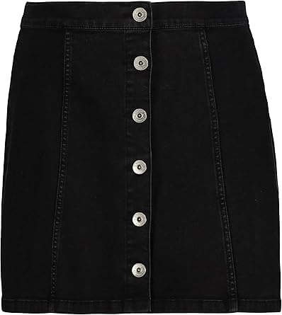 plus size button front denim skirt