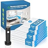 Vacuum Seal Bags for Clothing Travel with Rechargeable Air Pump, 12 Pack of 4 Carry-on Size Space Saver Vacuum Storage Bags, Compression Packing Bags for Luggage Suitcase for Closet Organization