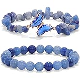 GolbalJew Amethyst Bracelet For Women Anxiety Amethyst Beaded Bracelets Butterfly Charms Healing Stone Layered Bracelet Gifts For Women